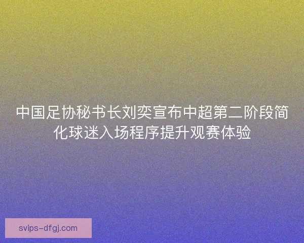中国足协秘书长刘奕宣布中超第二阶段简化球迷入场程序提升观赛体验