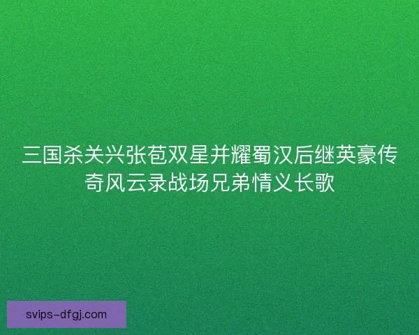 三国杀关兴张苞双星并耀蜀汉后继英豪传奇风云录战场兄弟情义长歌